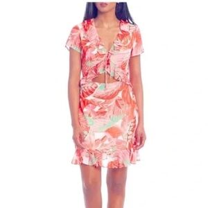 Gianni Bini Coral Floral Mini Dress